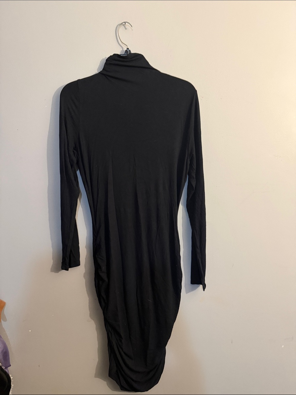 VENUS Black Long Sleeve Turtleneck Midi Dress